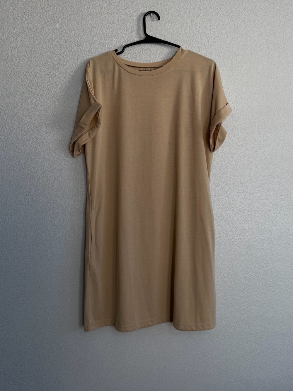 Beige Short Sleeve T-Shirt Dress